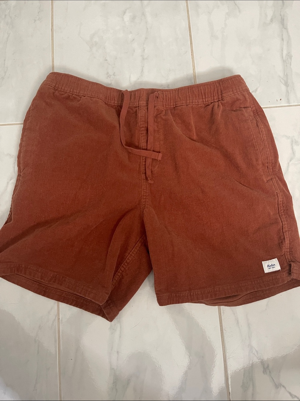 Katin Rust-Red Corduroy Drawstring Shorts